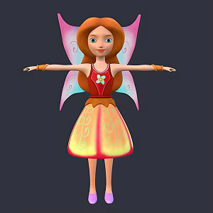 Modern game character cartoon girl 3d model