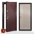 Brown and Beige Modern Swing Doors with Geometric Line Patterns and Handles