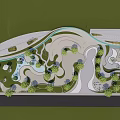 Scenic Park Landscape Design With Winding Paths Green Lawns And Trees
