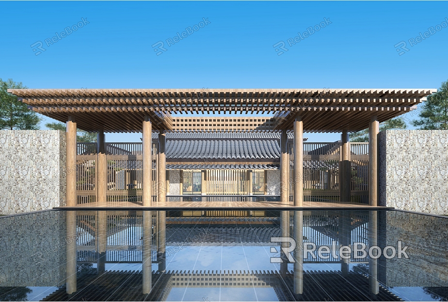 New Chinese Pavilion Landscape Pavilion model