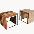 Modern Two Bedside Tables With Different Wood Grain And Metal Frames Square Design 3d model