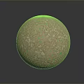 Natural Stone Wood Sphere Surface with Textured Design and Green Accents
