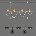 Modern Minimalist Chandelier Featuring Wavy Metal Frame And Warm Toned Hanging Bulbs