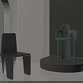 Modern Geometric Single Chairs in Black and Light Blue for Minimalist Interior Showroom