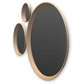 Three Circular Gold Framed Mirrors in Different Sizes for Wall Decor 3d model