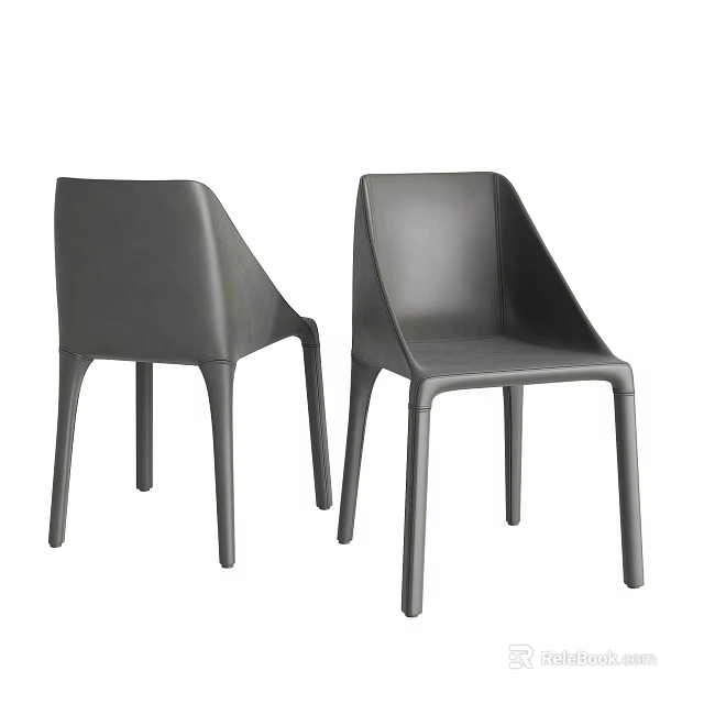 Modern Grey Lounge Chairs With Sleek Design And Four Legged Structure 3d model