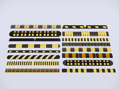 Public Facilities Safety Warning Stickers With Black And Yellow Stripes Arranged Neatly 3d model