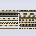 Public Facilities Safety Warning Stickers With Black And Yellow Stripes Arranged Neatly