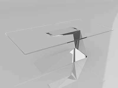 Modern Coffee Table With Clear Glass Top And Geometric Metal Base 3d model