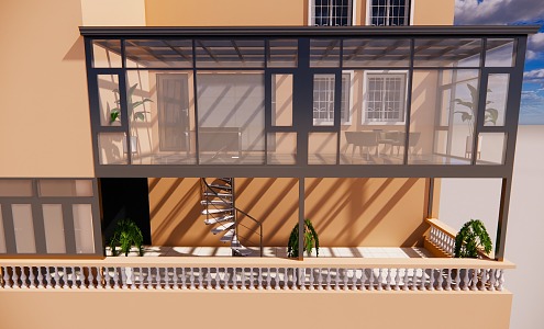 Modern Sun Room Double-deck Station Man Sun Room 3d model