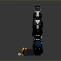 Futuristic Tactical Gun With Blue Black Design Textured Grip Bullets And Magazine
