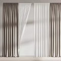 Neutral Beige And White Sheer Textured Curtain Panels For Modern Interior Design