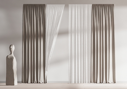 modern curtain fabric curtain gauze curtain fabric curtain 3d model