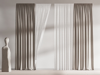 modern curtain fabric curtain gauze curtain fabric curtain 3d model