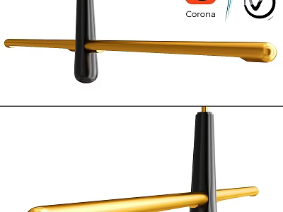 Sleek Modern Gold and Black Metal Chandelier Design for Contemporary Interiors 3d model