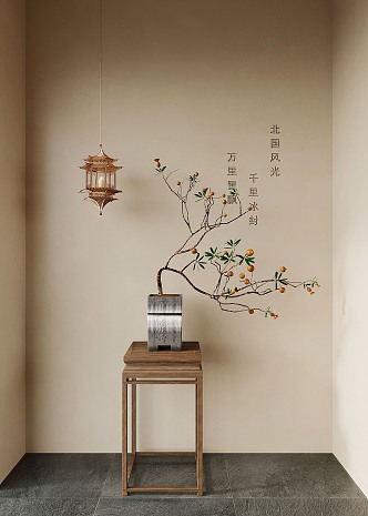 New Chinese Bonsai Ancient Building Chandelier 3d model