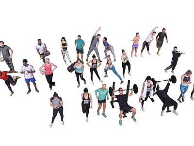 Modern Multiplayer Figure Fitness Figure 3d model