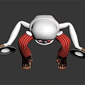 Cartoon Monkey With Red Eyes Holding White Plates In Red And White Striped Pants