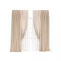 Soft Beige Curtains With White Sheer Layers For Elegant Window Decoration 3d model