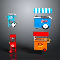 Colorful Mobile Food Carts With Various Designs And Functional Equipment