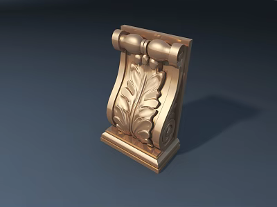 Golden Detailed Leaf Carved Ornamental Road Structure For Street Furniture 3d model