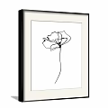 Minimalist Black Line Plant Paintings Framed With White Background Hanging On Gray Wall