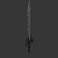 Dark Fantasy Sword Featuring Intricate Hilt Red Gemstone And Sharp Metallic Blade 3d model