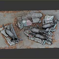 Decorative Running Horses Sculpture With Books And Red Particles On Base