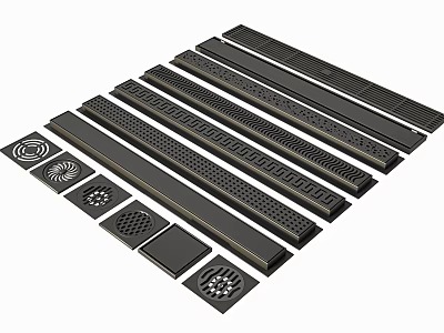 Black Vent Grilles And Covers With Various Shapes And Hole Patterns For Home Use 3d model