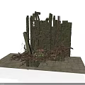 Modern Scene Featuring Stone Structure With Twigs Moss And Slate Platform 3d model