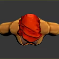 3D Render Female Character With Red Curly Hair Green Eyes And Orange Upper Outfit