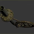 Ancient Bronze Artifact With Intricate Carvings Circular Ring And Greenish Patina Design