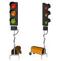 Outdoor Traffic Signal Light With Red Yellow Green Lamps And Wheeled Base