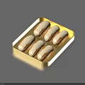 Delicious Finger Pastry with White Frosting Served on Golden Tray