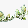 Modern Commercial Display Equipment With Curved Structure And Green Plants For Exhibition