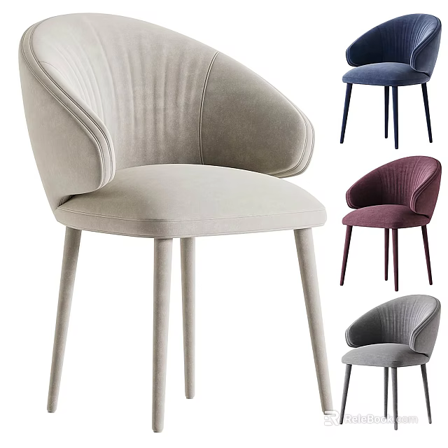 Stylish Accent Chair With Curved Backrest Padded Seat And Multiple Color Options 3d model 