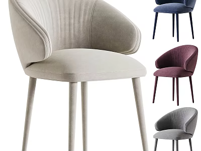 Stylish Accent Chair With Curved Backrest Padded Seat And Multiple Color Options 3d model