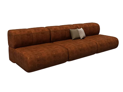 Brown Sectional Sofa With Gray Accent Cushions For Modern Living Room 3d model