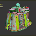 Futuristic Green And Gray Food Delivery Vehicle With Bionic Logo And Antenna