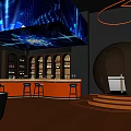 Modern Bar Qingba Bistro Bar Tacker Block Area Bar Counter Cashier Bar Cabinet Card Block Sofa 3d model