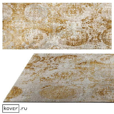 Elegant Square Carpet Featuring Gold And Beige Ornate Patterns For Home Decor 3d model