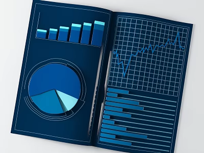 Business Equipment Manual With Bar Graphs Pie Charts And Line Graphs 3d model