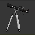 Black Telescope On Silver Tripod For Viewing Scenic Natural Landscapes