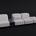 Modern White Fabric Casual Sofa Set with Modular Sections and Comfortable Seats 3d model