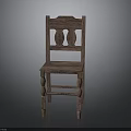 Traditional Wooden Chair With Carved Backrest Circular Patterns Solid Seat And Sturdy Legs