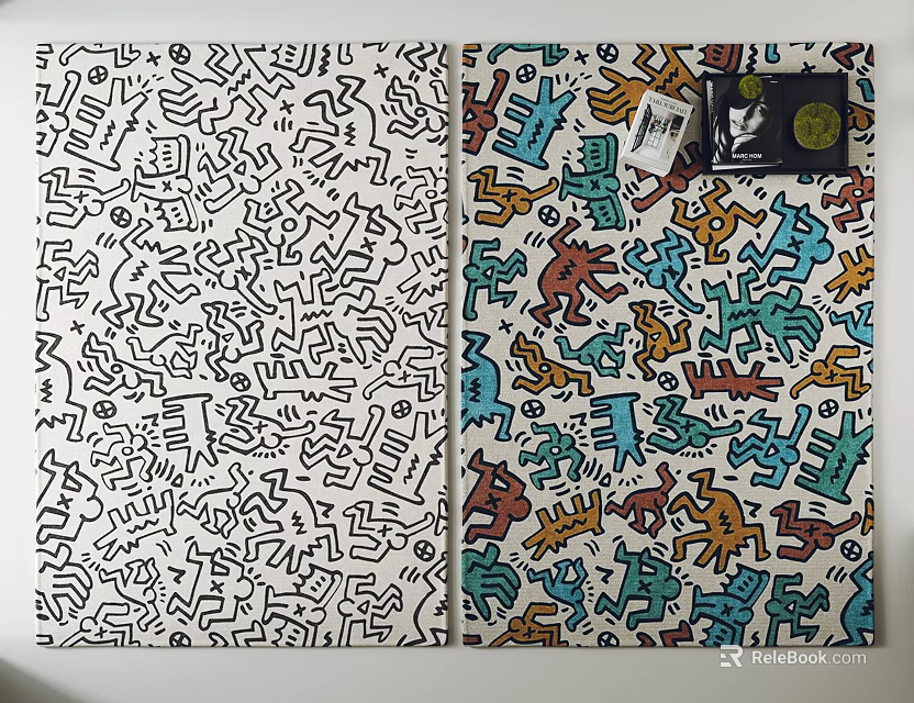 Unique Square Rug With Abstract Character Patterns In Colorful And Monochrome Designs 3d model 