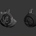 Gray And Black Mechanical Equipment Components With Circular Structures And Textures 3d model