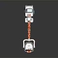 Industrial Robotic Arm With Orange White Blue Design And Mobile Base Wheels For Industrial Automation