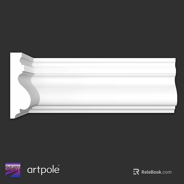 White Decorative Molding With Curved Edges And Layered Design For Interior 3d model 