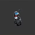 Vintage Classic Motorcycle With Blue White Body Brown Leather Seat And Chrome Exhaust Parts
